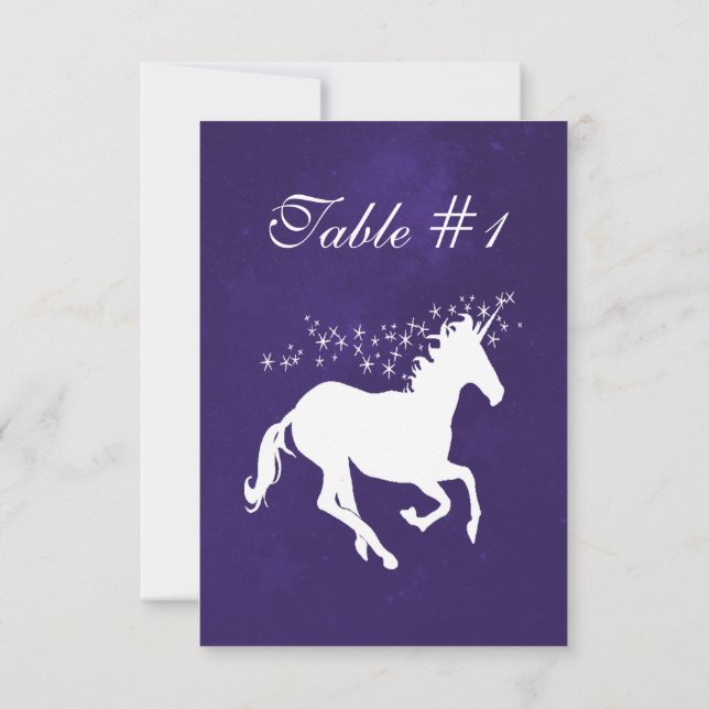 Convites Placa de Mesa Violet Unicorn (Verso)