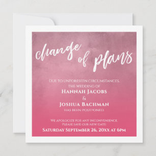 Convites Placa de Mudança de Planos de Casamento Pós-rosa N