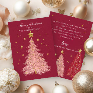 Convites Placa de Natal Dourada de Árvore Rosa Piscinada