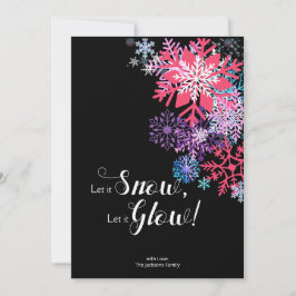 Convites Placa de Natal Mágica Colorida com Floco de Neve