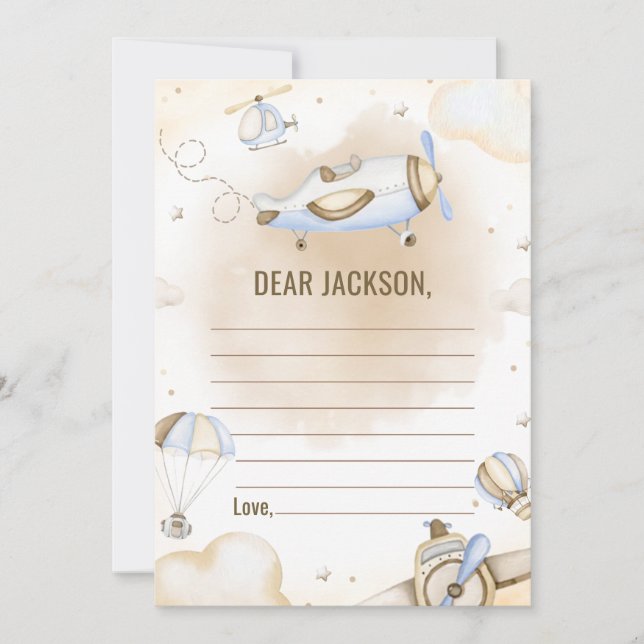 Convites Placa de Nota de Cápsula Horária do Avião viagens  (Frente)