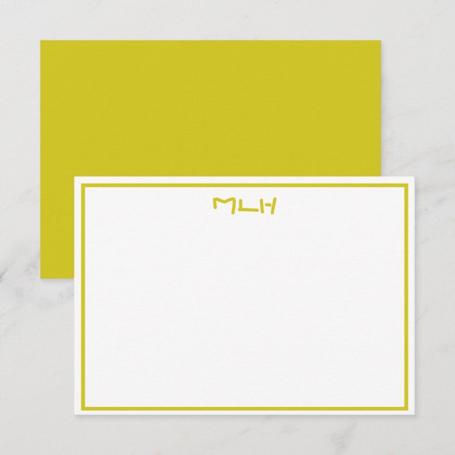 Convites Placa de Nota Plana Amarela Escura e Branca com Mo (Frente/Verso)