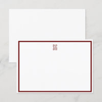Placa de Nota Plana Burgandy e White Monogramas