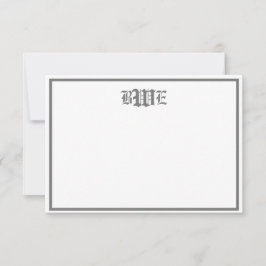 Convites Placa de Nota Plana com Monograma e cinzas Brancas