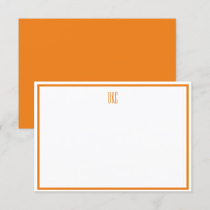 Convites Placa de Nota Plana, com Monograma Laranja e Branc
