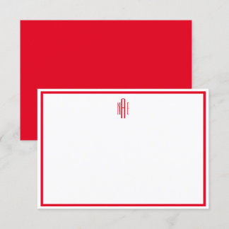 Convites Placa de Nota Plana com Monograma Vermelho e Branc