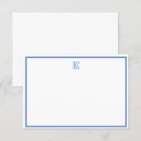 Placa de Nota Plana Molhada Azul e Branco Monogram