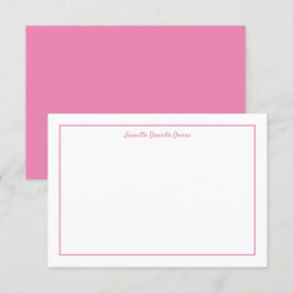 Convites Placa de Nota Plana Rosa e Branco Monograma