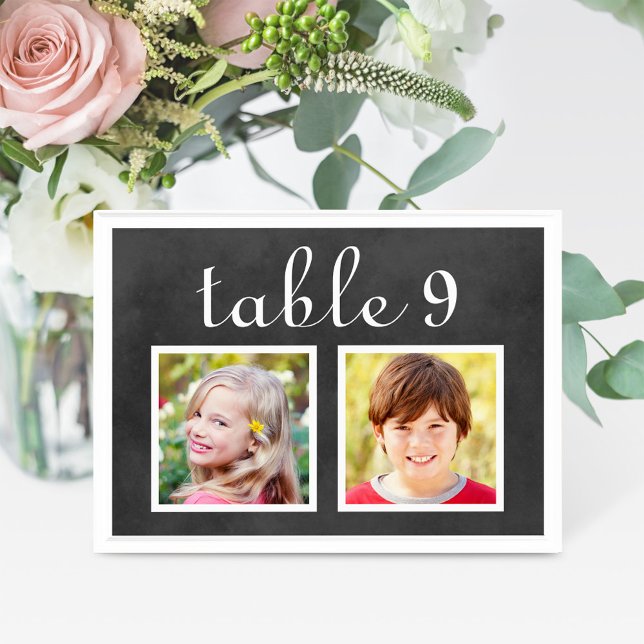 Convites Placa de Número de Mesa com Dois Fotos em Quadro N (Criador carregado)