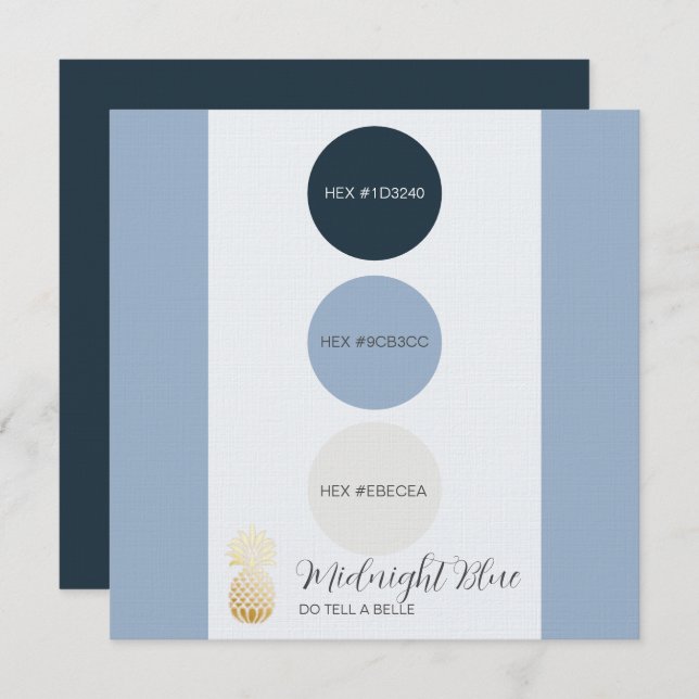 Convites Placa de Palavra Azul Midnight (Frente/Verso)