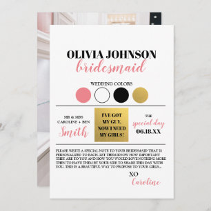 Convites Placa de Paleta de Cores de Proposta de Bridesmaid