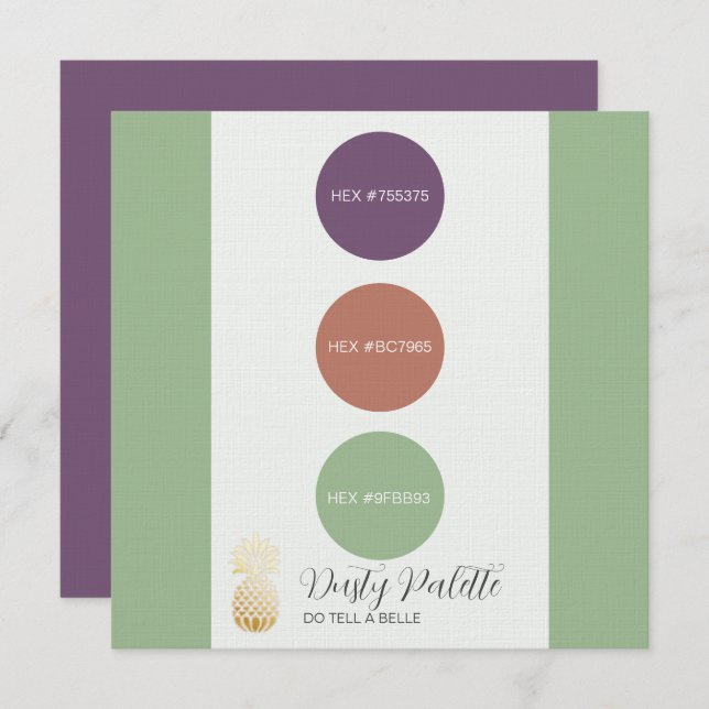 Convites Placa de Paleta de Cores Dusty Muted (Frente/Verso)