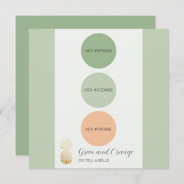 Convites Placa de Paleta de Cores Verde Sage Muted (Frente/Verso)
