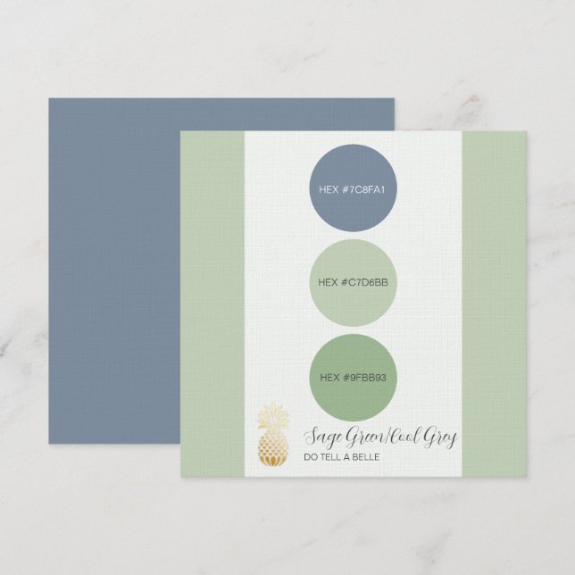 Convites Placa de Paleta de Cores Verde Sage Muted (Frente/Verso)