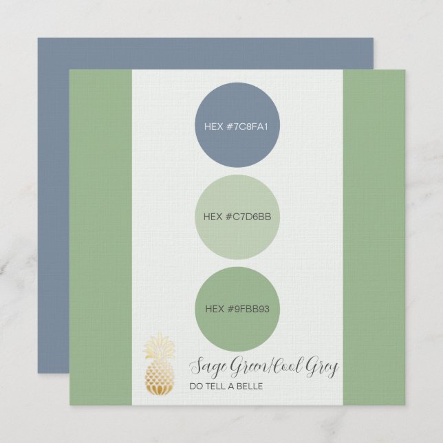 Convites Placa de Paleta de Cores Verde Sage Muted (Frente/Verso)