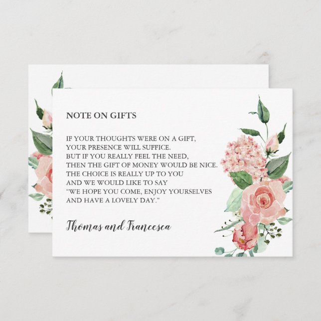 Convites Placa de Poço de Wishing Floral de Aquarela rosa (Frente/Verso)