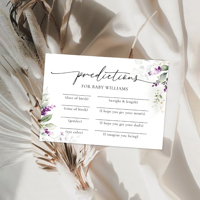 Convites Placa de previsão de Chá de fraldas verde roxo (Criador carregado)