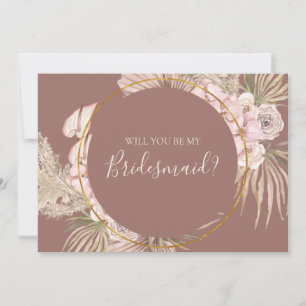 Convites Placa de Proposta Boho Botânica Dusty Rosa Brides