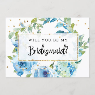 Convites Placa de Proposta Bridesmaid | Blue Greenery