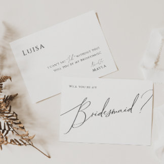 Convites Placa de Proposta Bridesmaid de Script Mínimo Whim