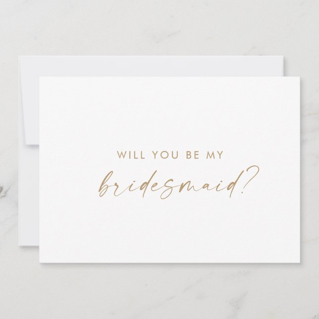 Convites Placa de Proposta da Bridesmaid do Script Dourado  (Frente)