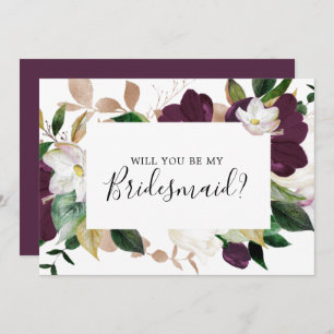 Convites Placa de Proposta da Moody Purple Blooms Bridesmai