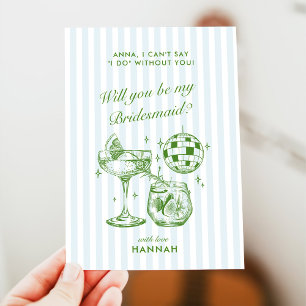 Convites Placa de Proposta da Retro Modern Vintage Blue Bri