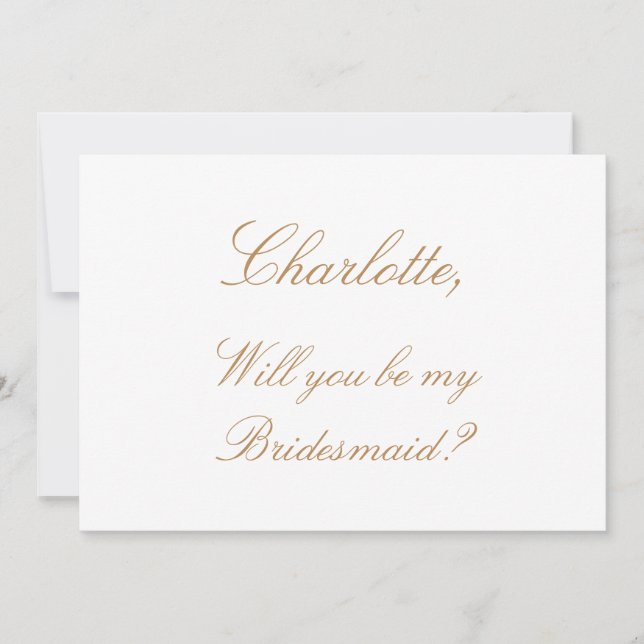 Convites Placa de Proposta de Bridesmaid Beige do Ouro Bran (Frente)