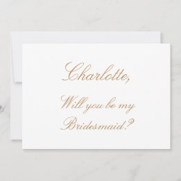 Convites Placa de Proposta de Bridesmaid Beige do Ouro Bran