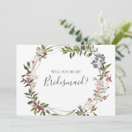 Convites Placa de Proposta de Bridesmaid Botânica Holiday