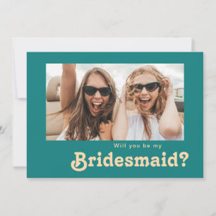 Convites Placa de Proposta de Bridesmaid com Foto Teal Mode