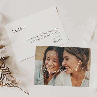 Convites Placa de Proposta de Bridesmaid de Foto Desbotada