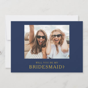 Convites Placa de Proposta de Bridesmaid de Foto Dourada do