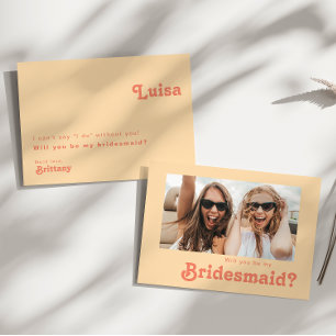 Convites Placa de Proposta de Bridesmaid de Foto Laranja Re
