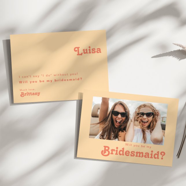 Convites Placa de Proposta de Bridesmaid de Foto Laranja Re (Criador carregado)