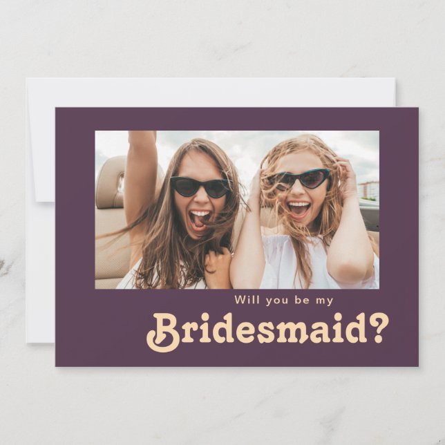Convites Placa de Proposta de Bridesmaid de Foto Roxo Moder (Frente)