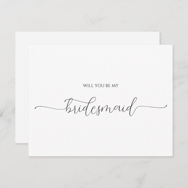 Convites Placa de Proposta de Bridesmaid de Script Mínimo S (Frente/Verso)