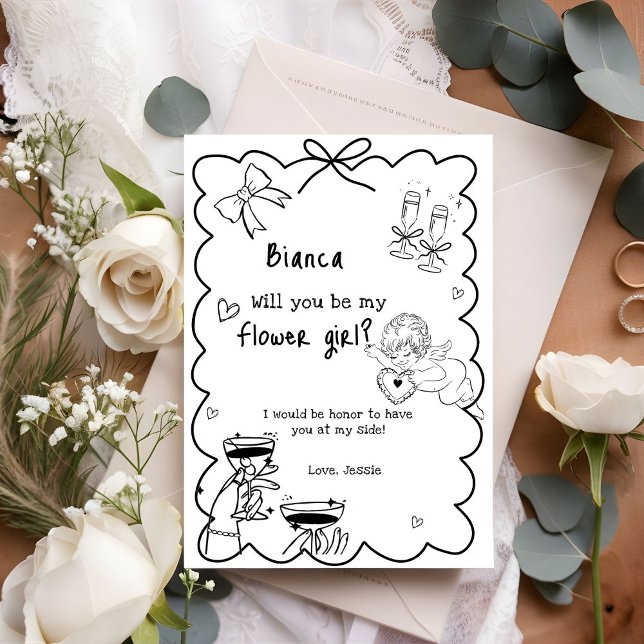 Convites Placa de Proposta de Bridesmaid Desenhada à Mão El (Criador carregado)