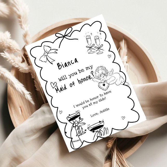 Convites Placa de Proposta de Bridesmaid Desenhada à Mão El (Criador carregado)