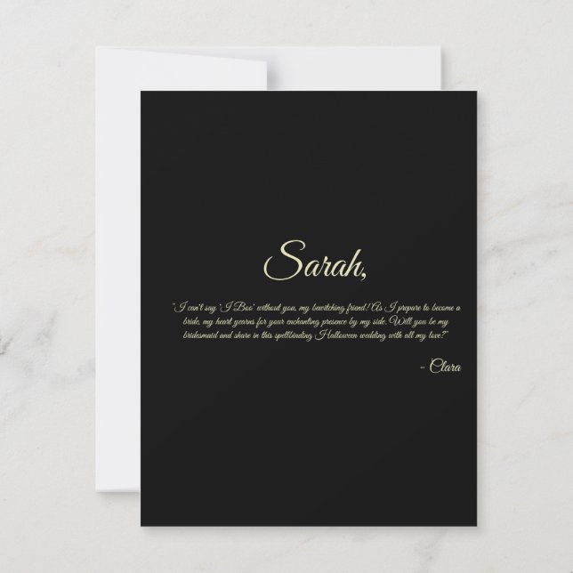 Convites Placa de Proposta de Bridesmaid do Halloween, Cree (Verso)