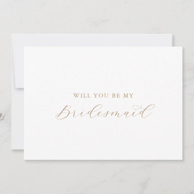 Convites Placa de Proposta de Bridesmaid do Script Dourado  (Frente)