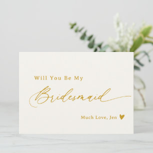 Convites Placa de Proposta de Bridesmaid do Script Dourado 