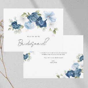 Convites Placa de Proposta de Bridesmaid Floral Watercolor