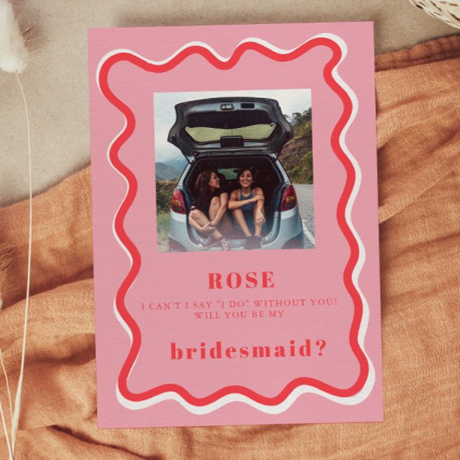 Convites Placa de Proposta de Bridesmaid Foto Rosa Retroati (Criador carregado)