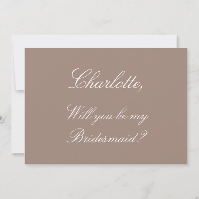 Convites Placa de Proposta de Bridesmaid na moda Taupe (Frente)
