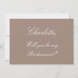 Convites Placa de Proposta de Bridesmaid na moda Taupe