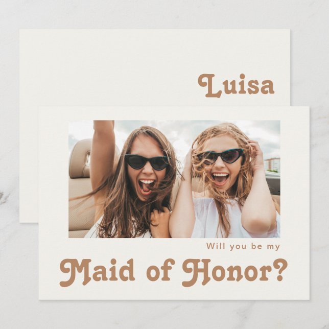 Convites Placa de Proposta de Madrinha de casamento de Foto (Frente/Verso)