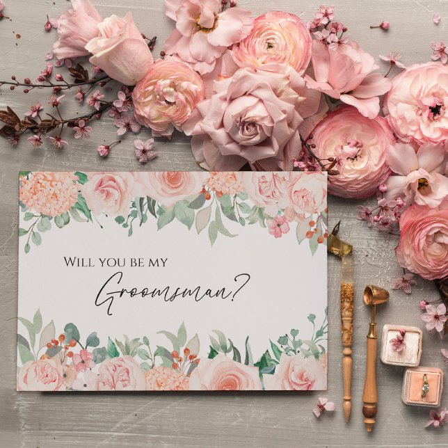 Convites Placa de Proposta de Padrinho de casamento Blush F (Criador carregado)