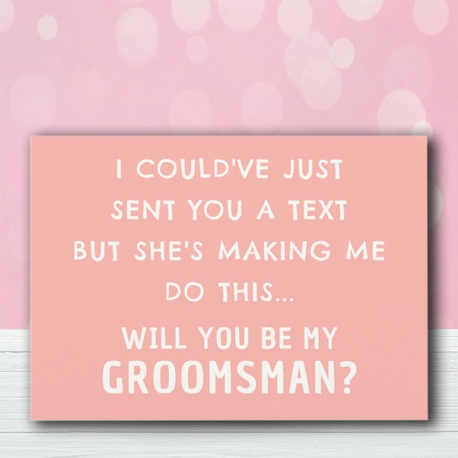 Convites Placa de Proposta de Padrinho de casamento Engraça (Funny Groomsman Proposal Card | Pastel Peach Cards)