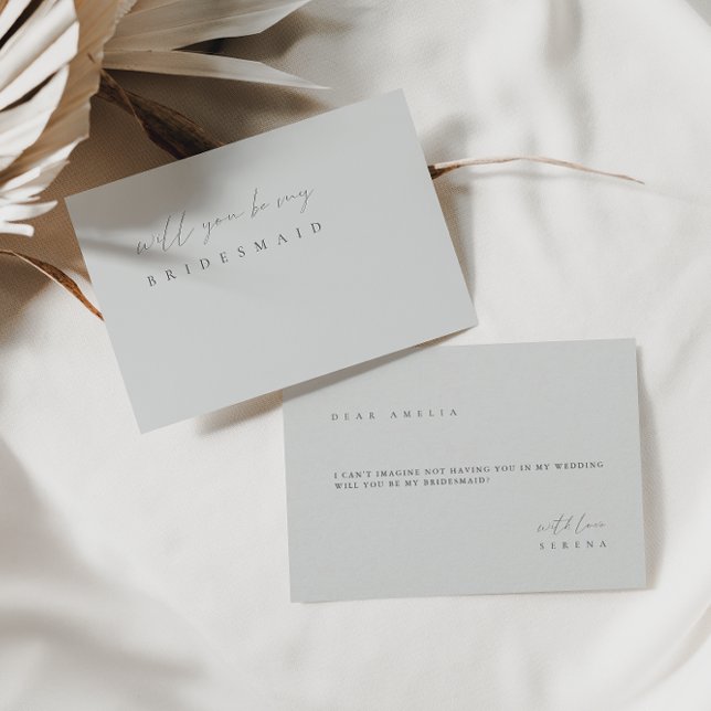 Convites Placa de Proposta Elegante Mínima Delicada (Delicate Minimal Elegant Bridesmaid Proposal Card)